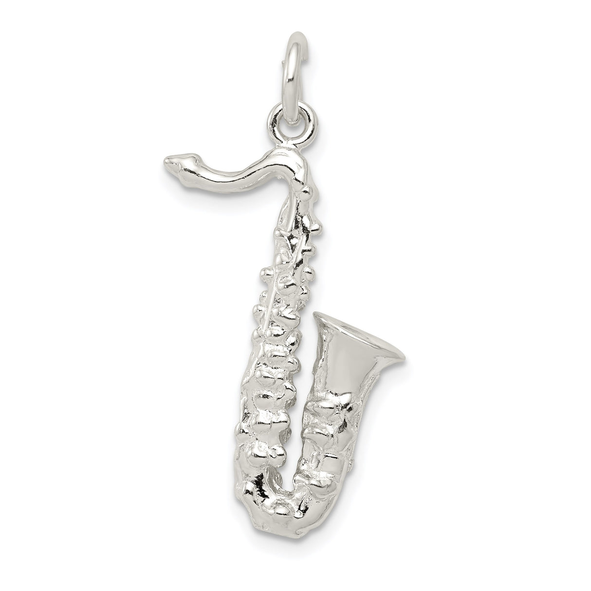 Sterling Silver Saxophone Pendant, Musical Instrument Charm with Detailed Design, Unisex Jewelry