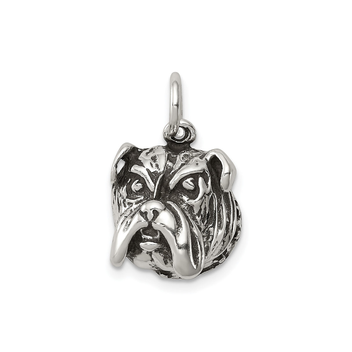 Sterling Silver Bulldog Head Pendant, Realistic Dog Lover Charm, Unisex Pet Breed Jewelry