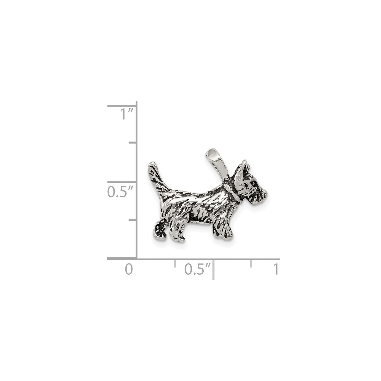 Sterling Silver Scottish Terrier Pendant with Textured Dog Silhouette Charm for Women or Unisex Wear