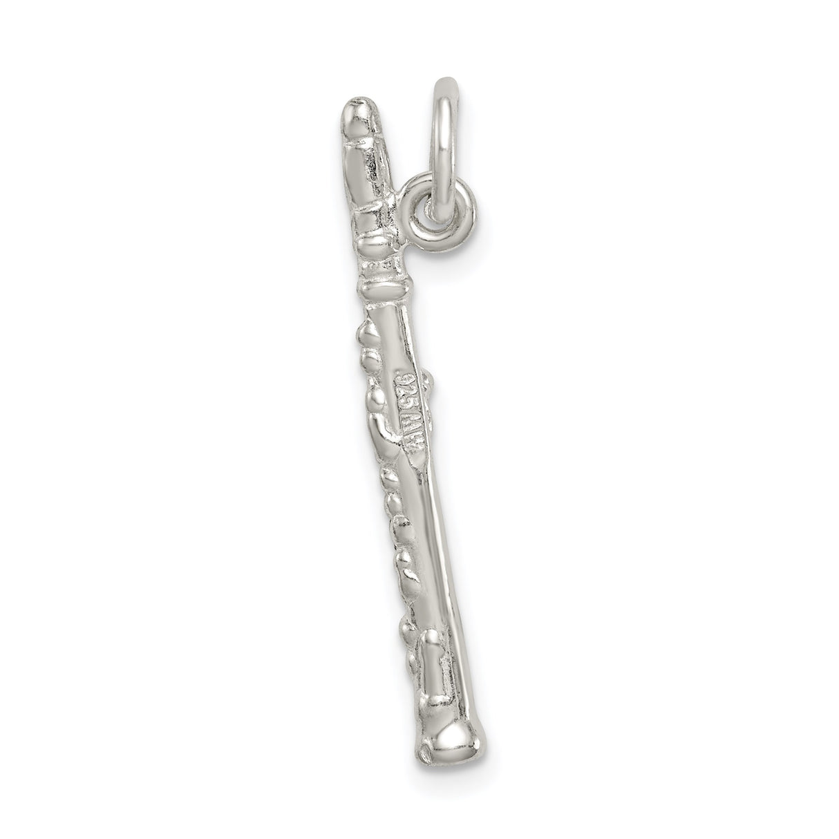 Sterling Silver Flute Charm Pendant, Musical Instrument Jewelry for Musicians and Music Lovers
