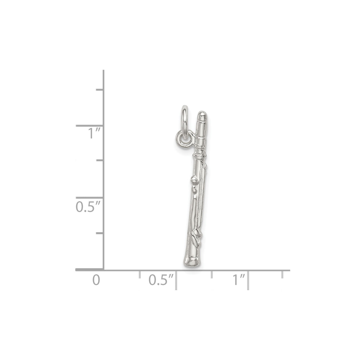 Sterling Silver Flute Charm Pendant, Musical Instrument Jewelry for Musicians and Music Lovers