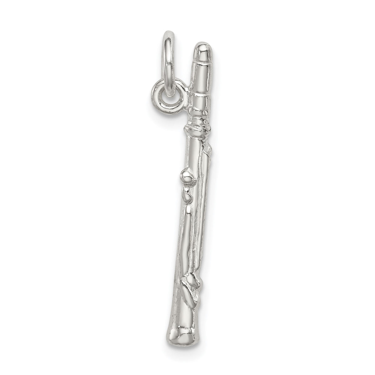 Sterling Silver Flute Charm Pendant, Musical Instrument Jewelry for Musicians and Music Lovers