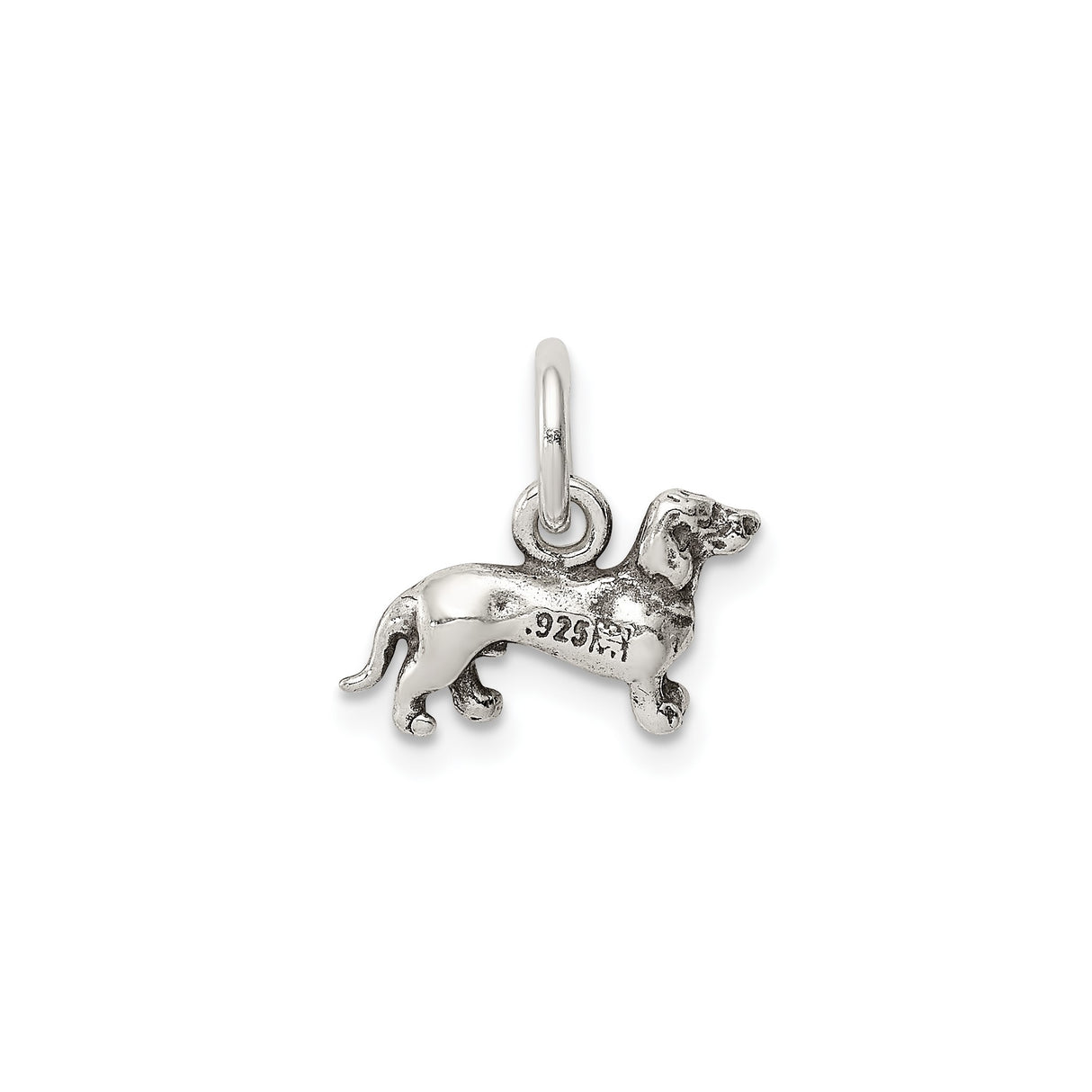 Sterling Silver Dachshund Dog Charm Pendant, Detailed Hound Design for Women or Unisex