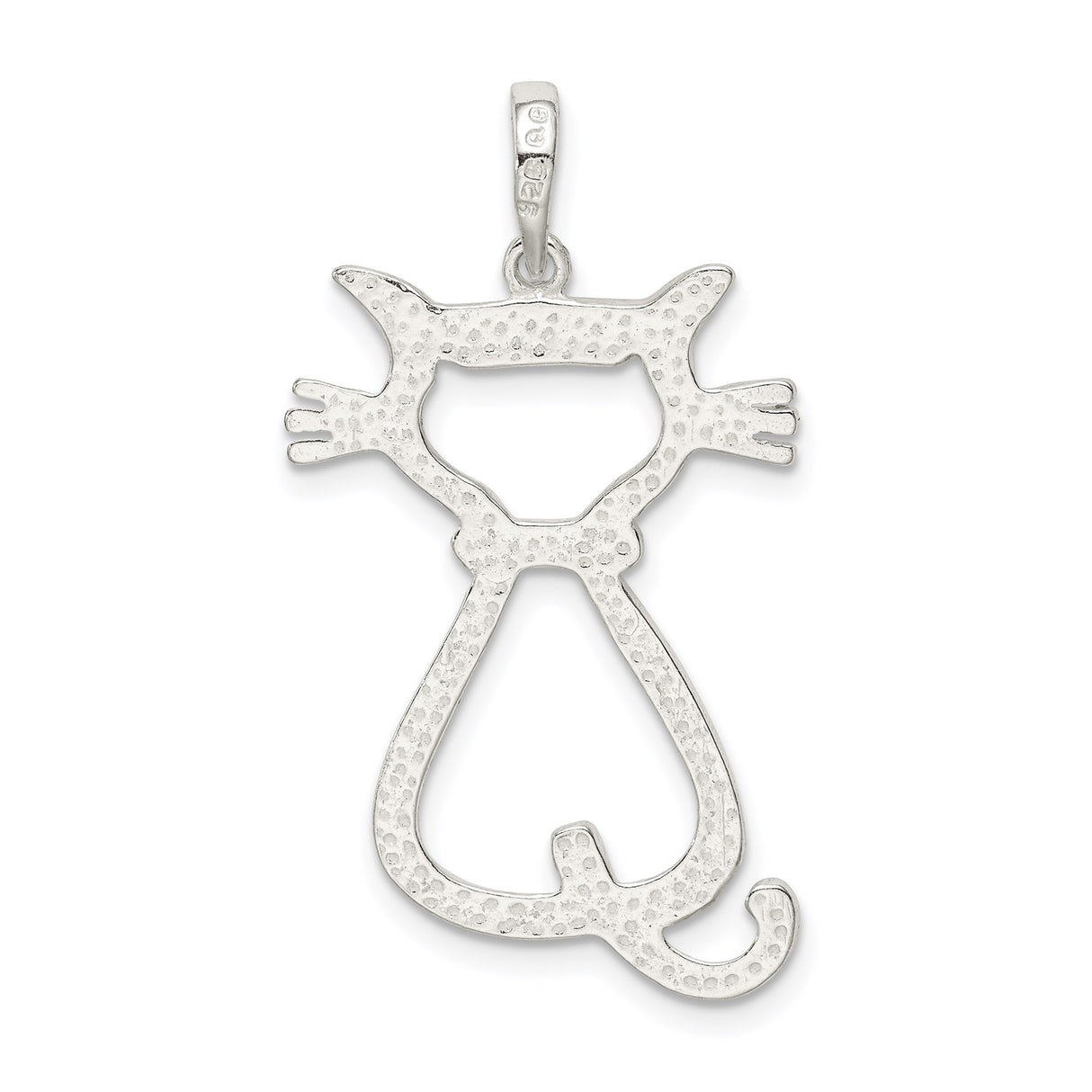 Sterling Silver Cat Pendant with Minimalist Open Outline Design for Women