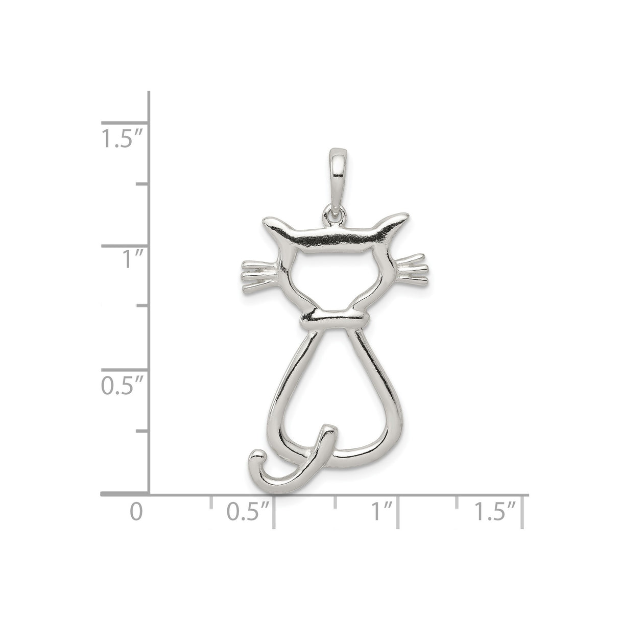 Sterling Silver Cat Pendant with Minimalist Open Outline Design for Women