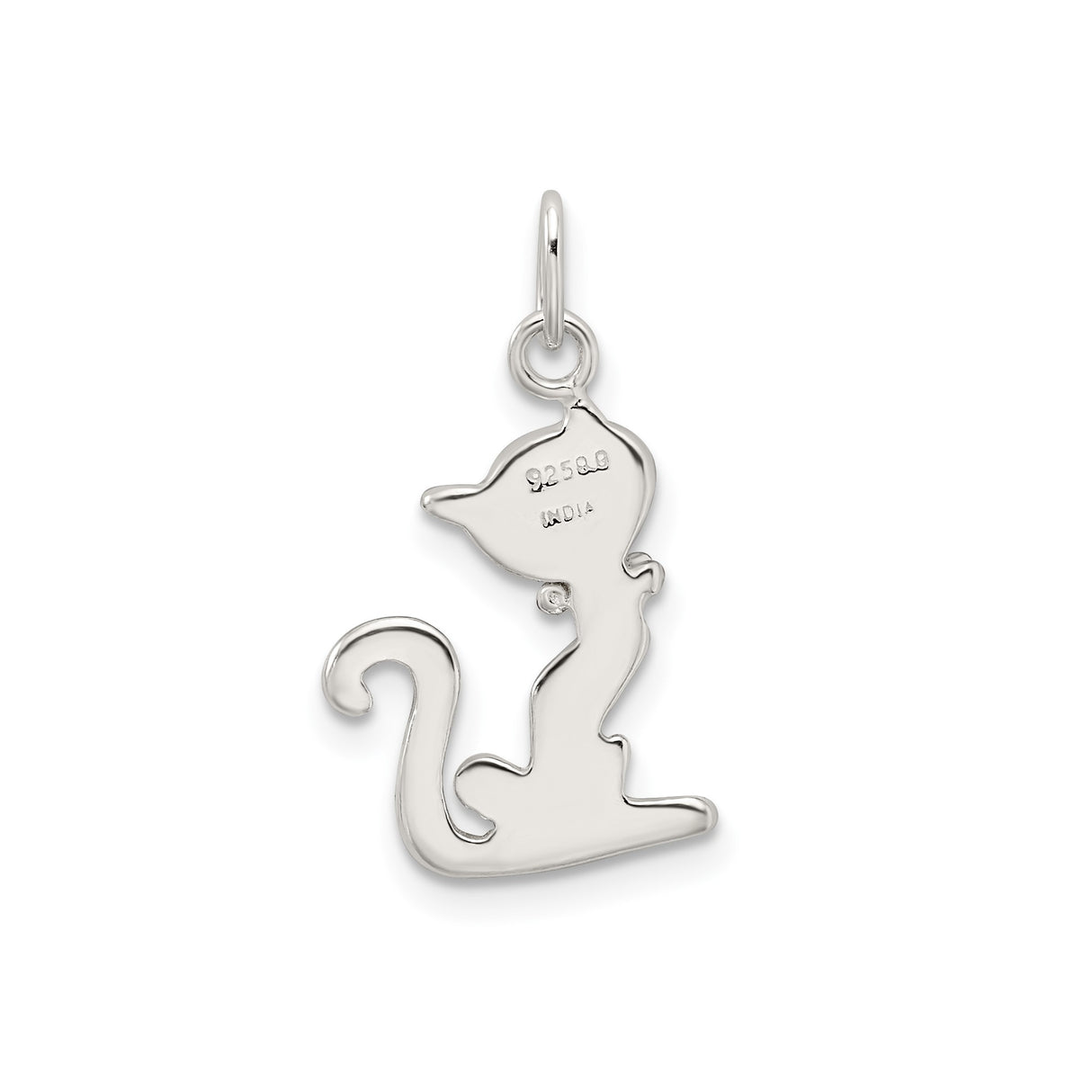 Sterling Silver Cat Pendant with Red Collar, Whimsical Cartoon Feline Charm Design for Women
