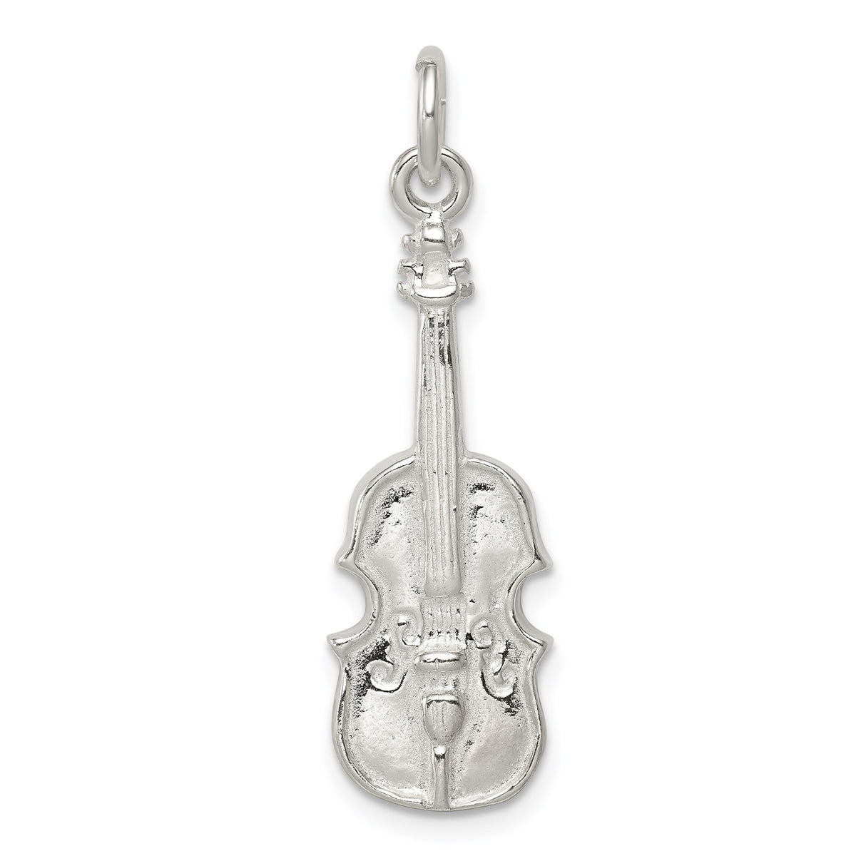 Sterling Silver Violin Pendant Charm, Realistic Musical Instrument Design, Unisex Jewelry Piece
