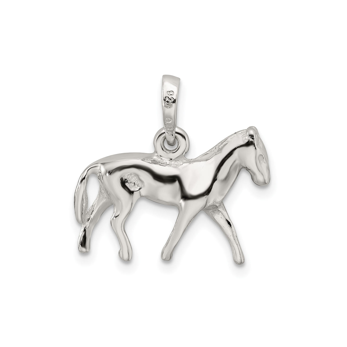 Sterling Silver Horse Pendant with Detailed Walking Horse Design, Equestrian Jewelry