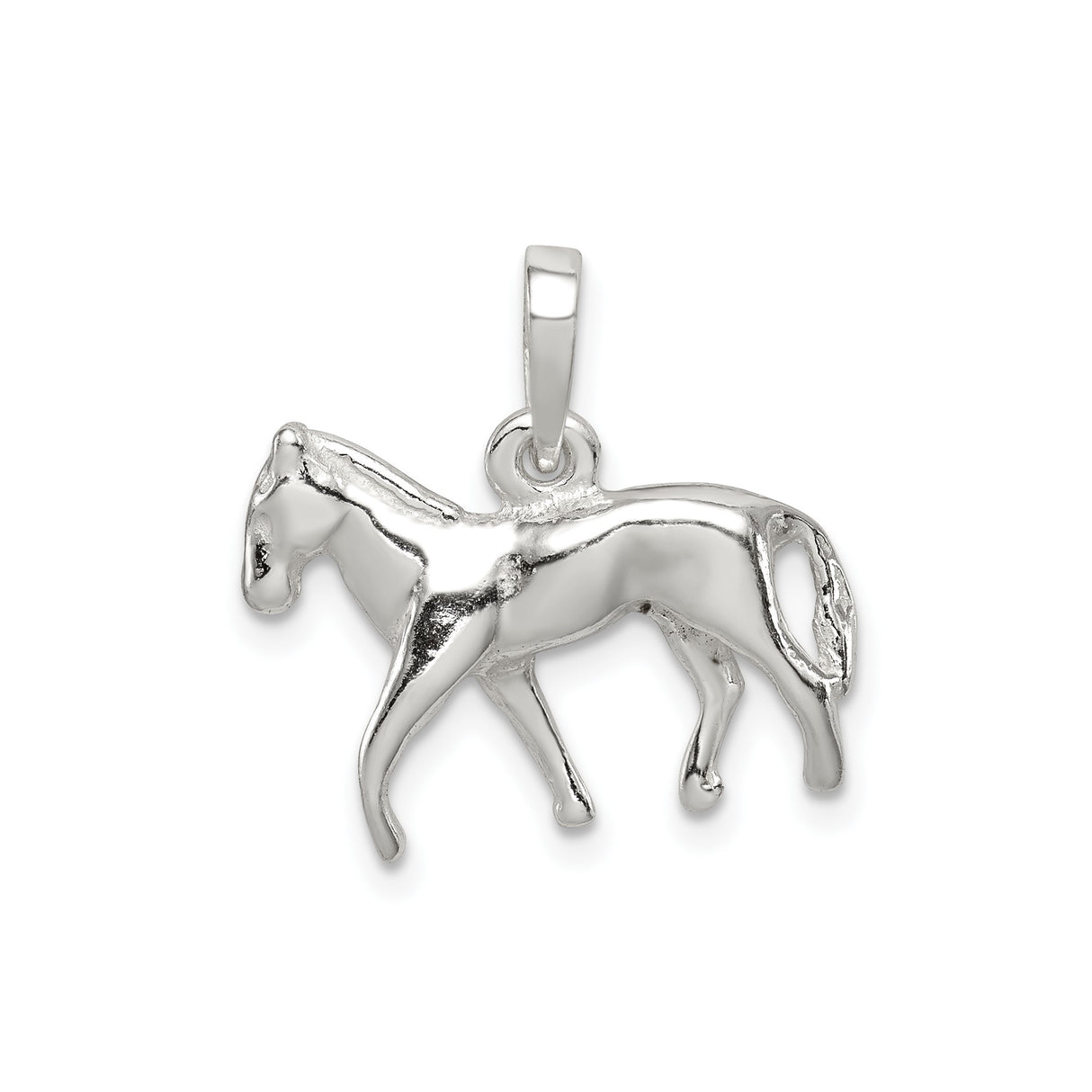 Sterling Silver Horse Pendant with Detailed Walking Horse Design, Equestrian Jewelry