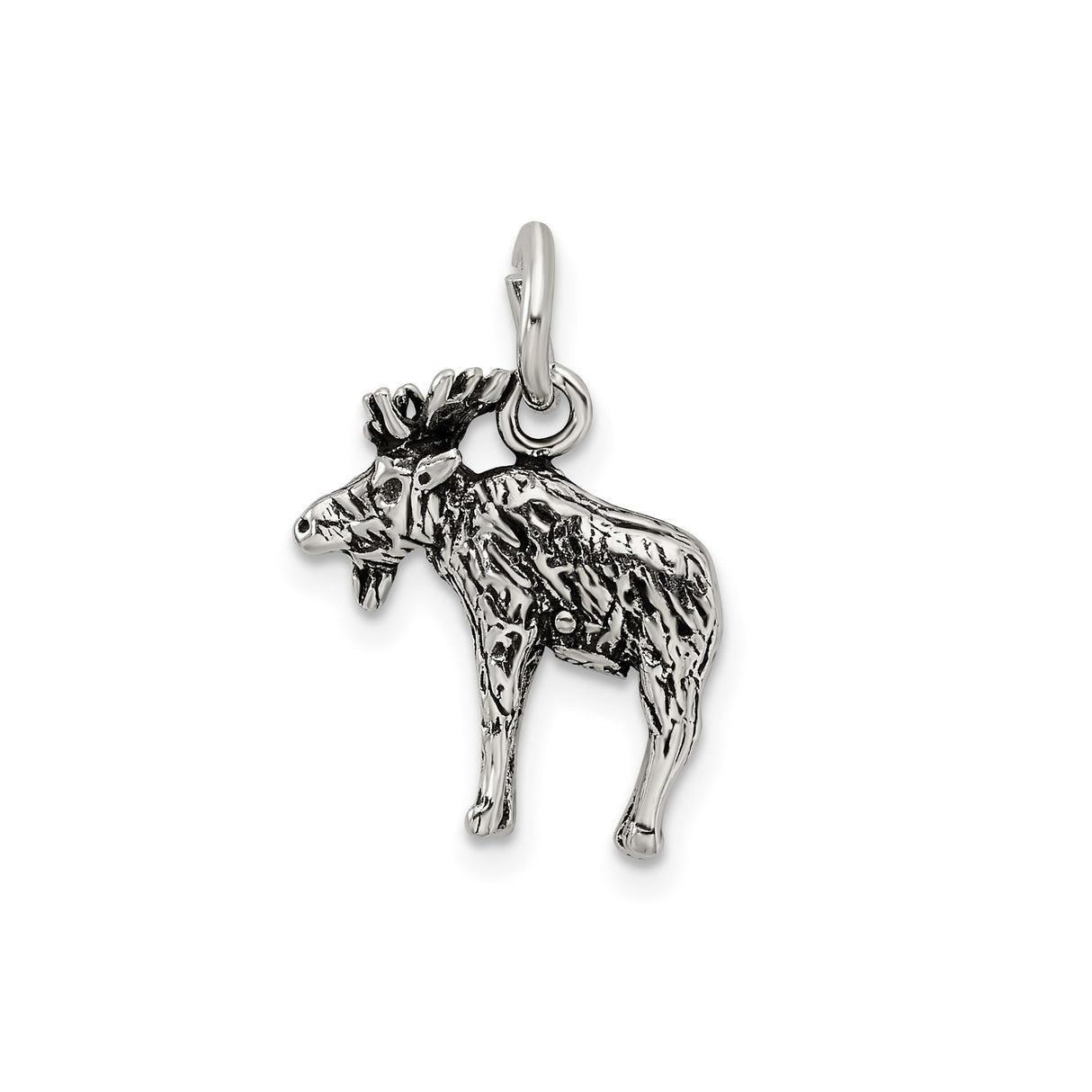 Sterling Silver Moose Pendant with 3D Detailed Design, Rustic Wildlife Theme for Women or Unisex