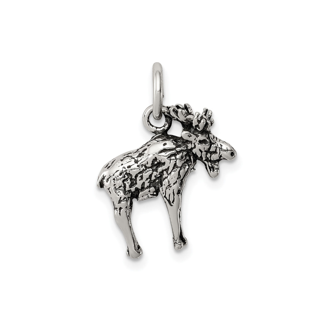 Sterling Silver Moose Pendant with 3D Detailed Design, Rustic Wildlife Theme for Women or Unisex