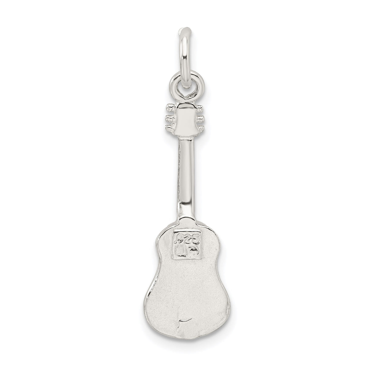 Sterling Silver Guitar Pendant, Acoustic Instrument Charm for Music Lovers, Unisex Musical Jewelry