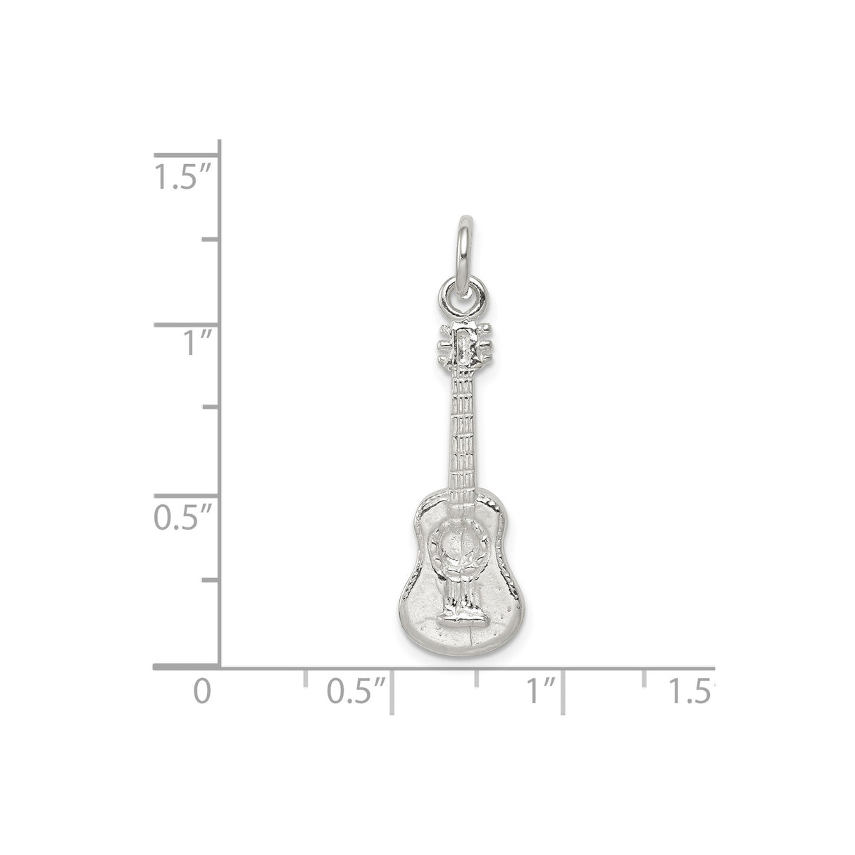 Sterling Silver Guitar Pendant, Acoustic Instrument Charm for Music Lovers, Unisex Musical Jewelry