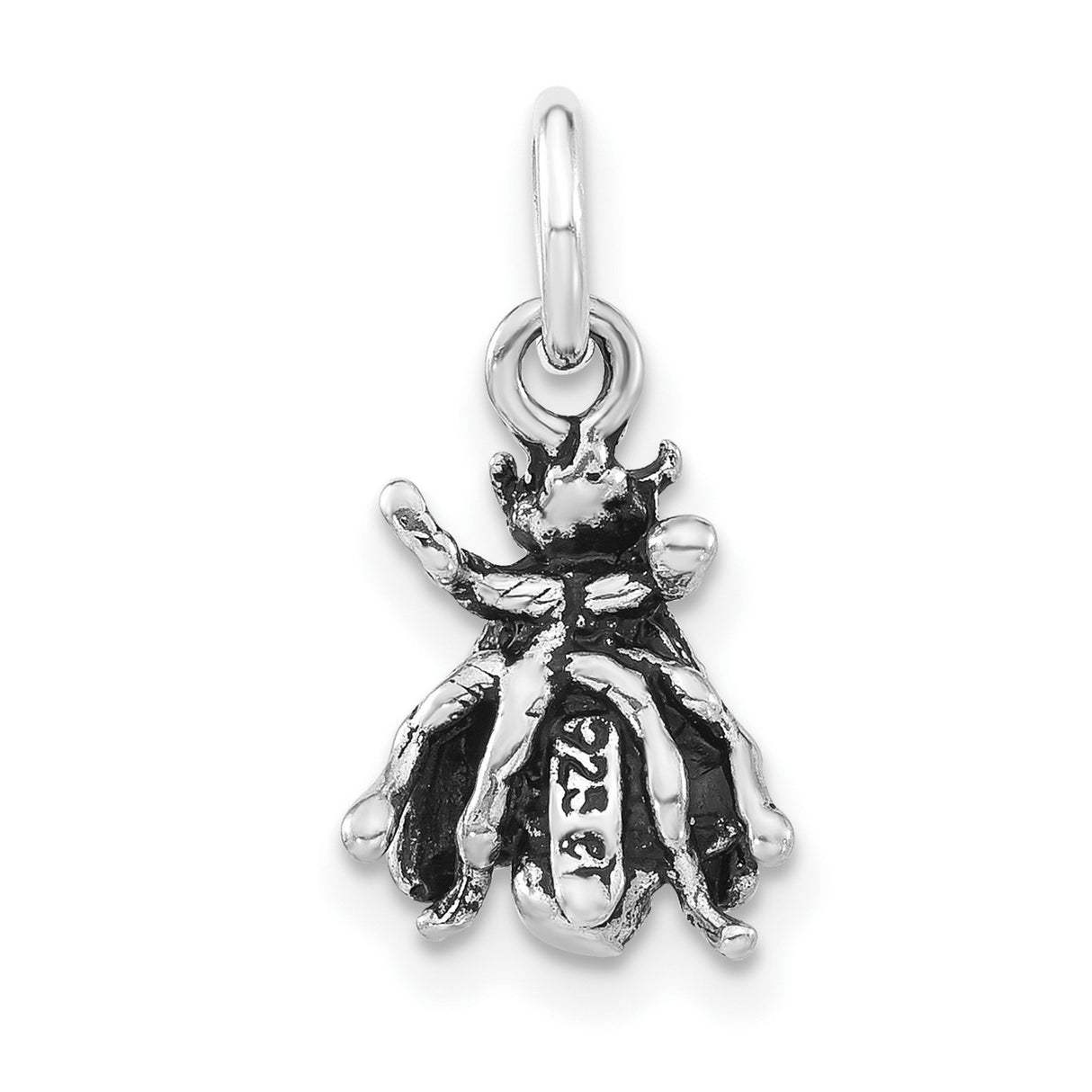 Sterling Silver Bee Pendant Charm with Detailed Wings, Nature Jewelry Symbolizing Resilience