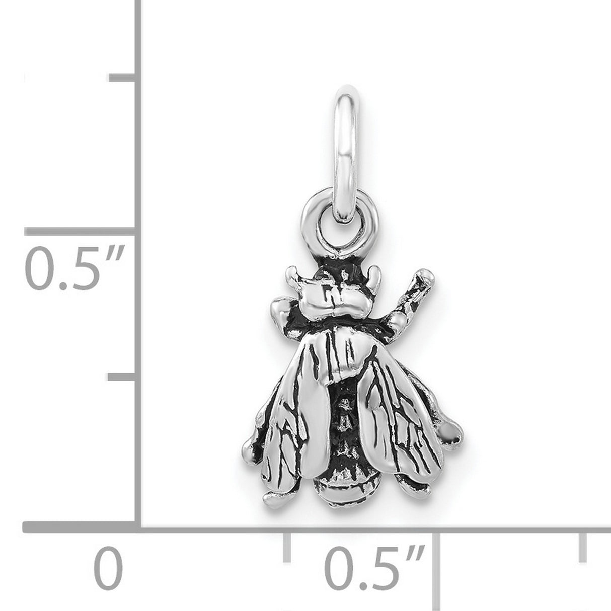Sterling Silver Bee Pendant Charm with Detailed Wings, Nature Jewelry Symbolizing Resilience