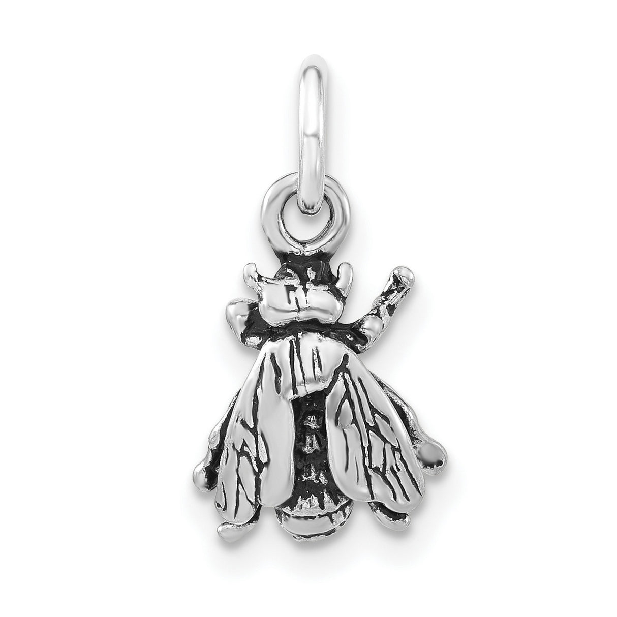 Sterling Silver Bee Pendant Charm with Detailed Wings, Nature Jewelry Symbolizing Resilience