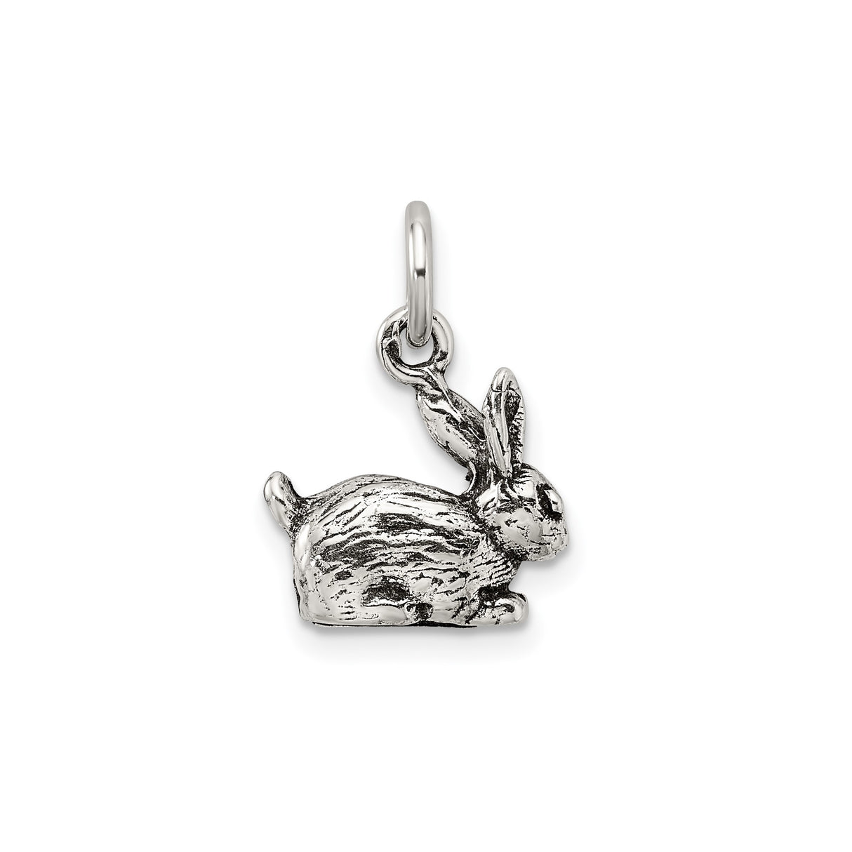 Sterling Silver Rabbit Charm Pendant, Realistic Bunny Design, Nature-Inspired Animal Jewelry
