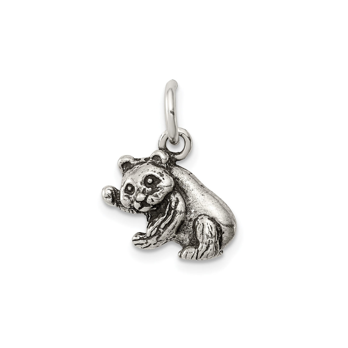 Sterling Silver Panda Charm Pendant, Detailed Sitting Bear, Nature Theme for Women or Unisex