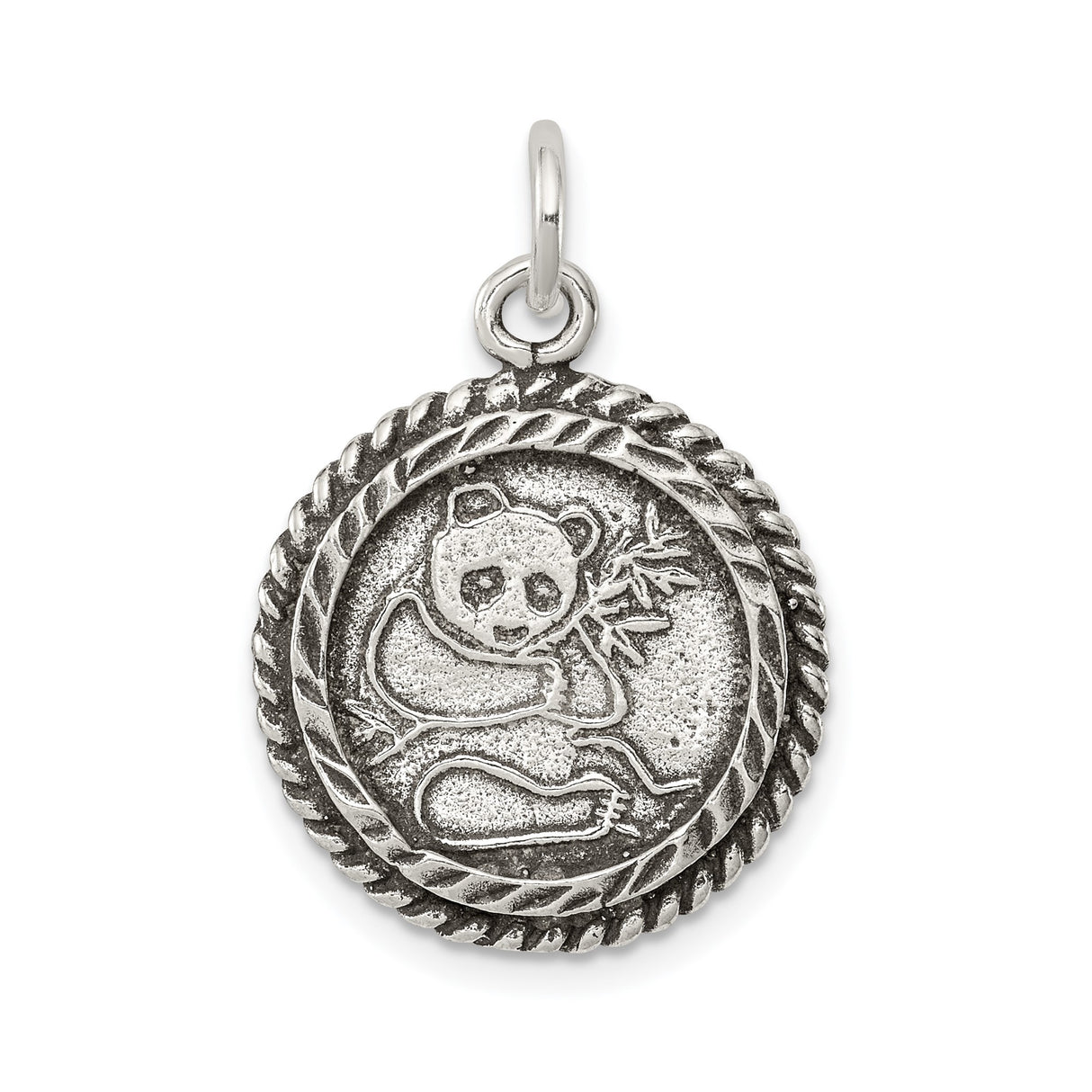 Sterling Silver Panda Pendant with Bamboo Design, Nature Animal Charm Jewelry