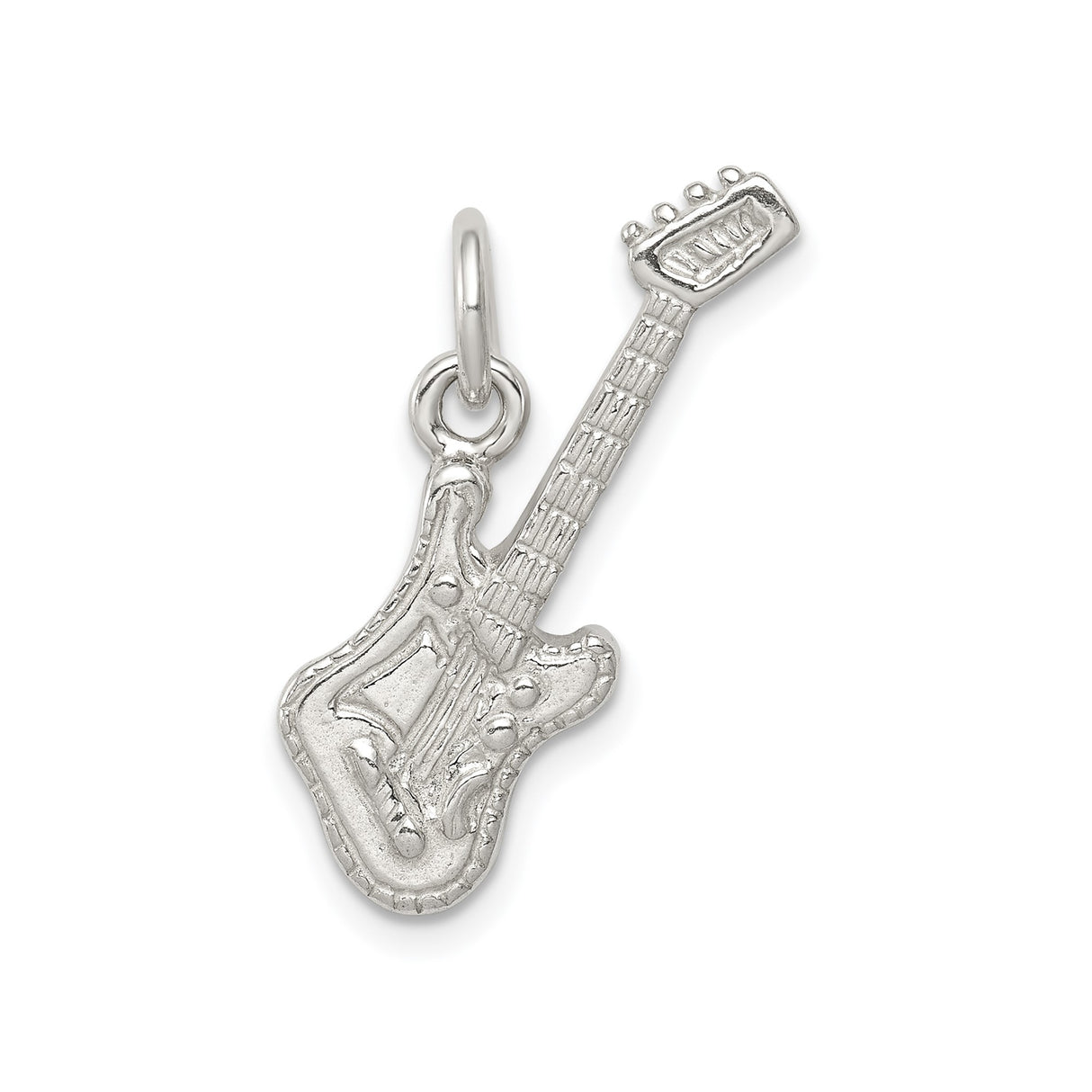 Sterling Silver Guitar Pendant, Detailed Electric Guitar Charm for Music Lovers and Rock Fans