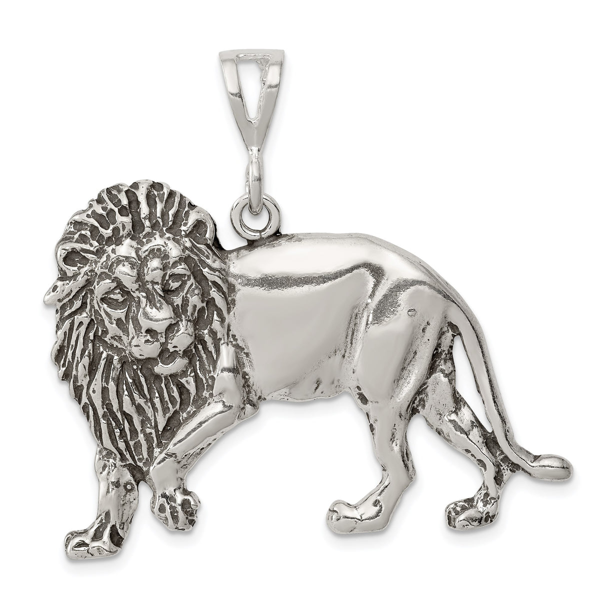 Sterling Silver Lion Pendant, Bold Walking Lion Symbol of Strength and Courage for Men or Unisex
