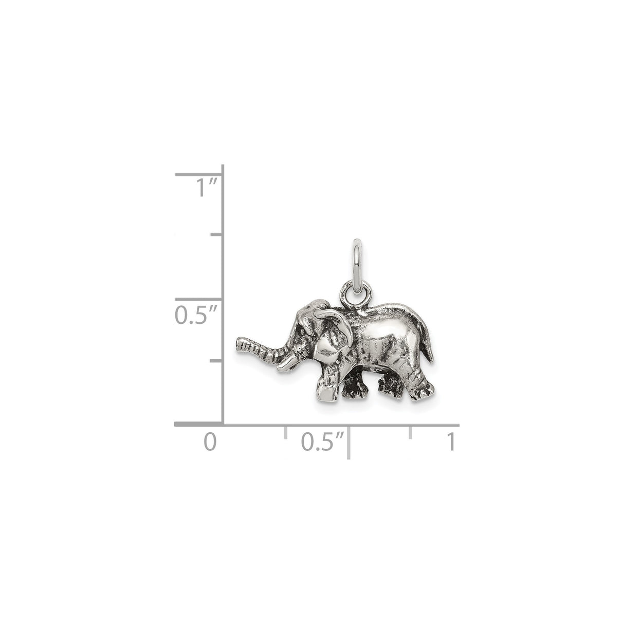 Sterling Silver Elephant Charm Pendant, 3D Animal Totem Symbol of Wisdom and Good Luck