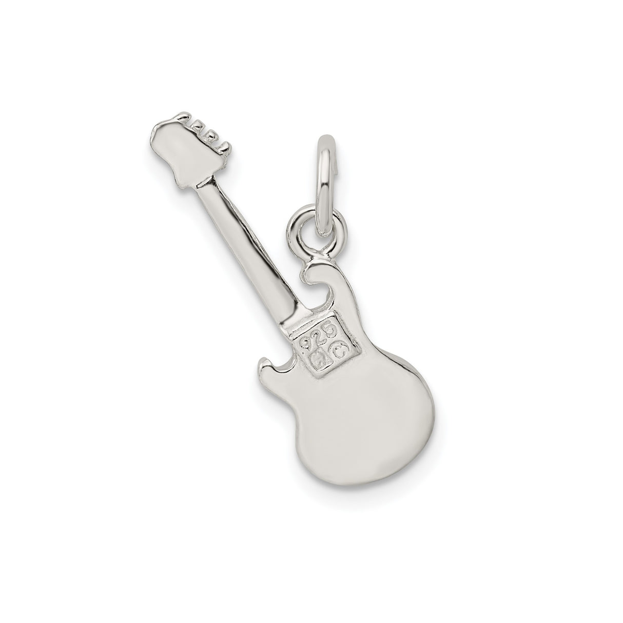 Sterling Silver Electric Guitar Charm Pendant, Detailed Music Jewelry for Musicians and Rock Fans