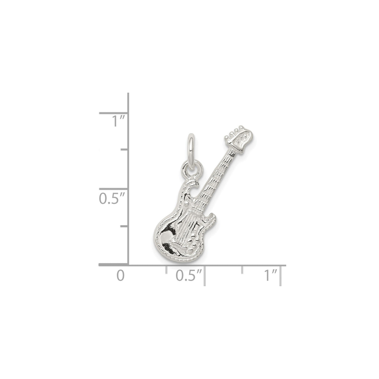 Sterling Silver Electric Guitar Charm Pendant, Detailed Music Jewelry for Musicians and Rock Fans