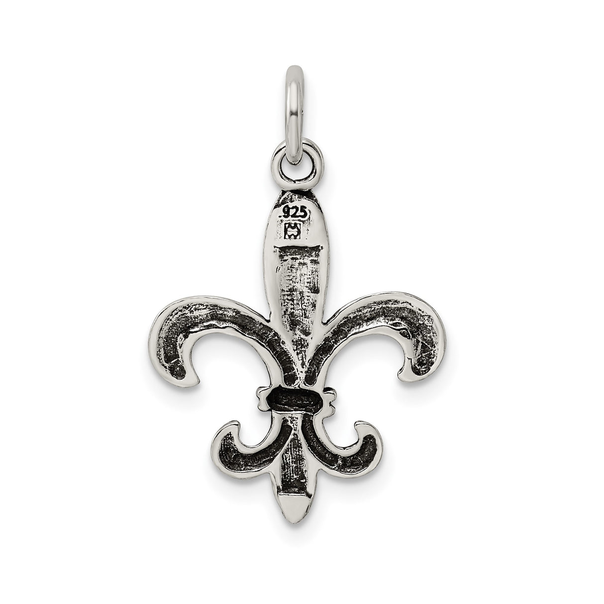 Sterling Silver Fleur-de-Lis Pendant Charm, Antique Finish, Gothic French Heritage Style