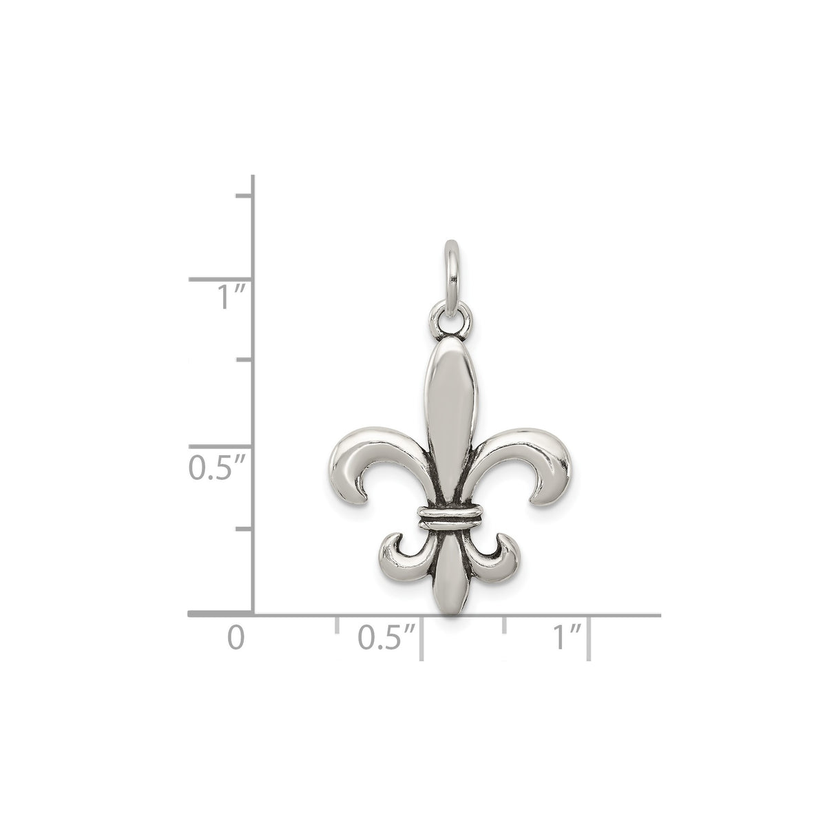 Sterling Silver Fleur-de-Lis Pendant Charm, Antique Finish, Gothic French Heritage Style