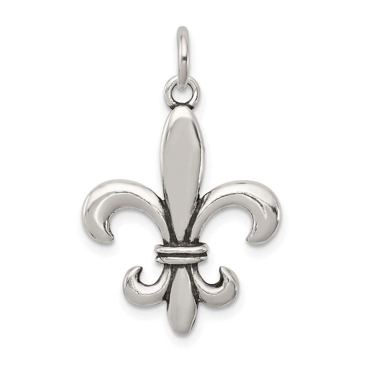 Sterling Silver Fleur-de-Lis Pendant Charm, Antique Finish, Gothic French Heritage Style