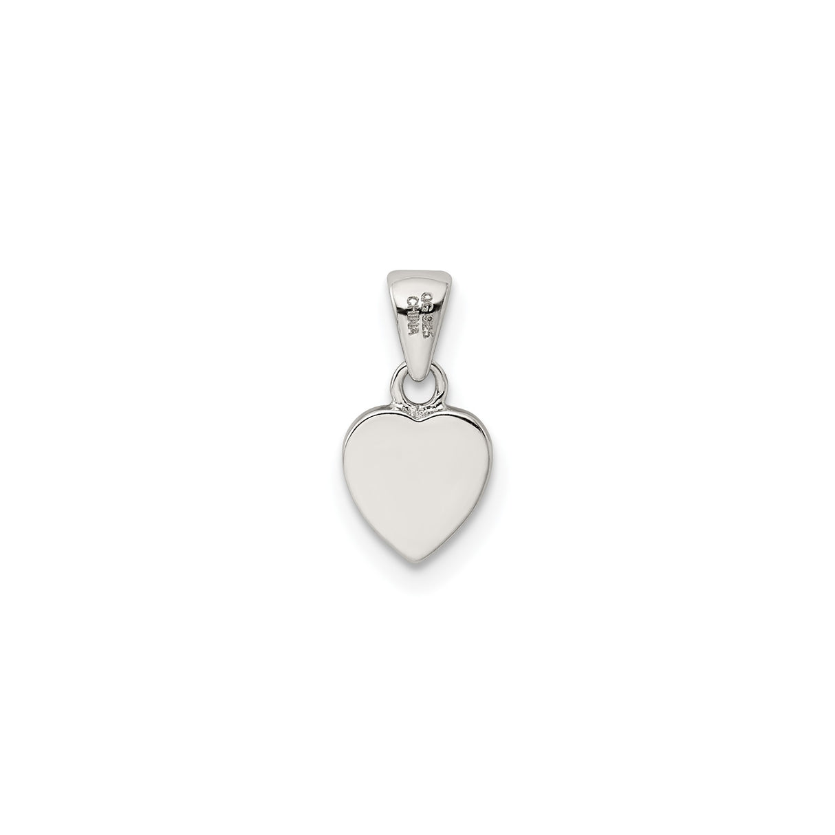 Sterling Silver Heart Pendant, Polished Finish, Engraving Ready, Minimalist Romantic Charm for Women