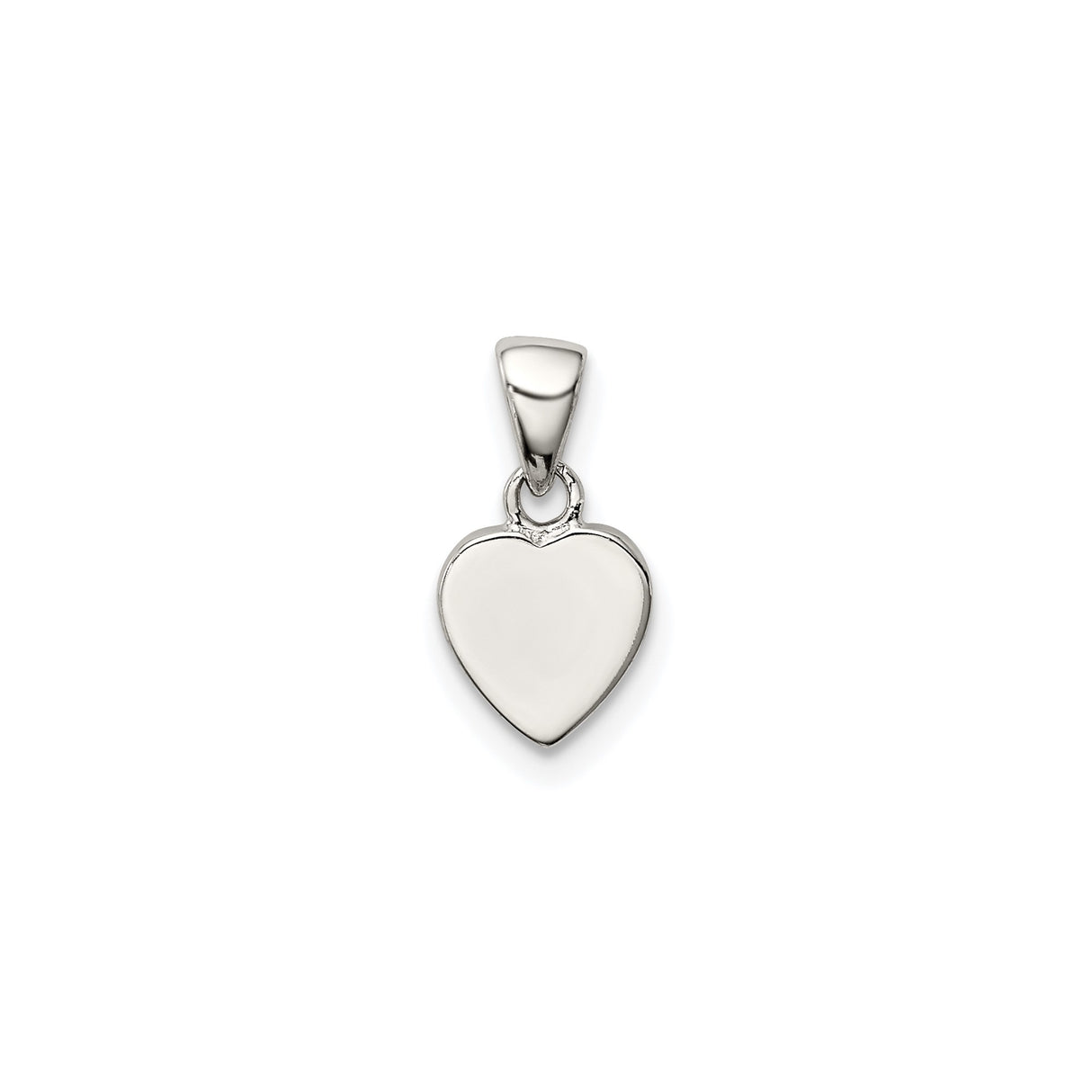 Sterling Silver Heart Pendant, Polished Finish, Engraving Ready, Minimalist Romantic Charm for Women