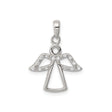 Sterling Silver Angel Pendant with Cubic Zirconia, Openwork Faith and Protection Symbol