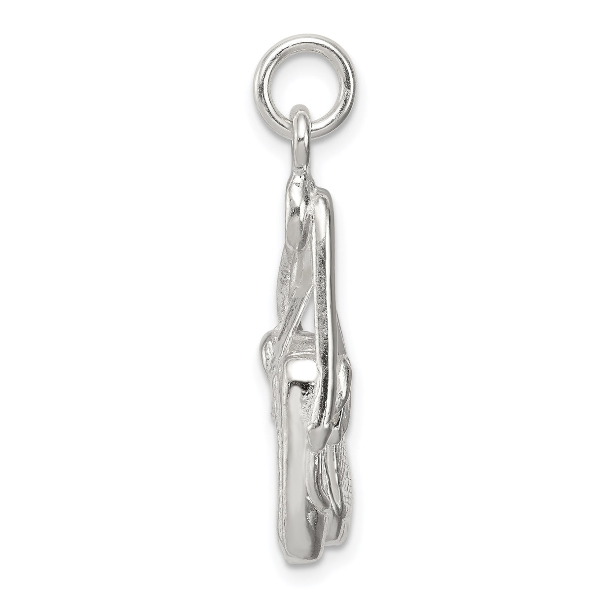 Sterling Silver Ballet Slipper Pendant with Detailed Pointe Shoes Design, Ballerina Dance Charm