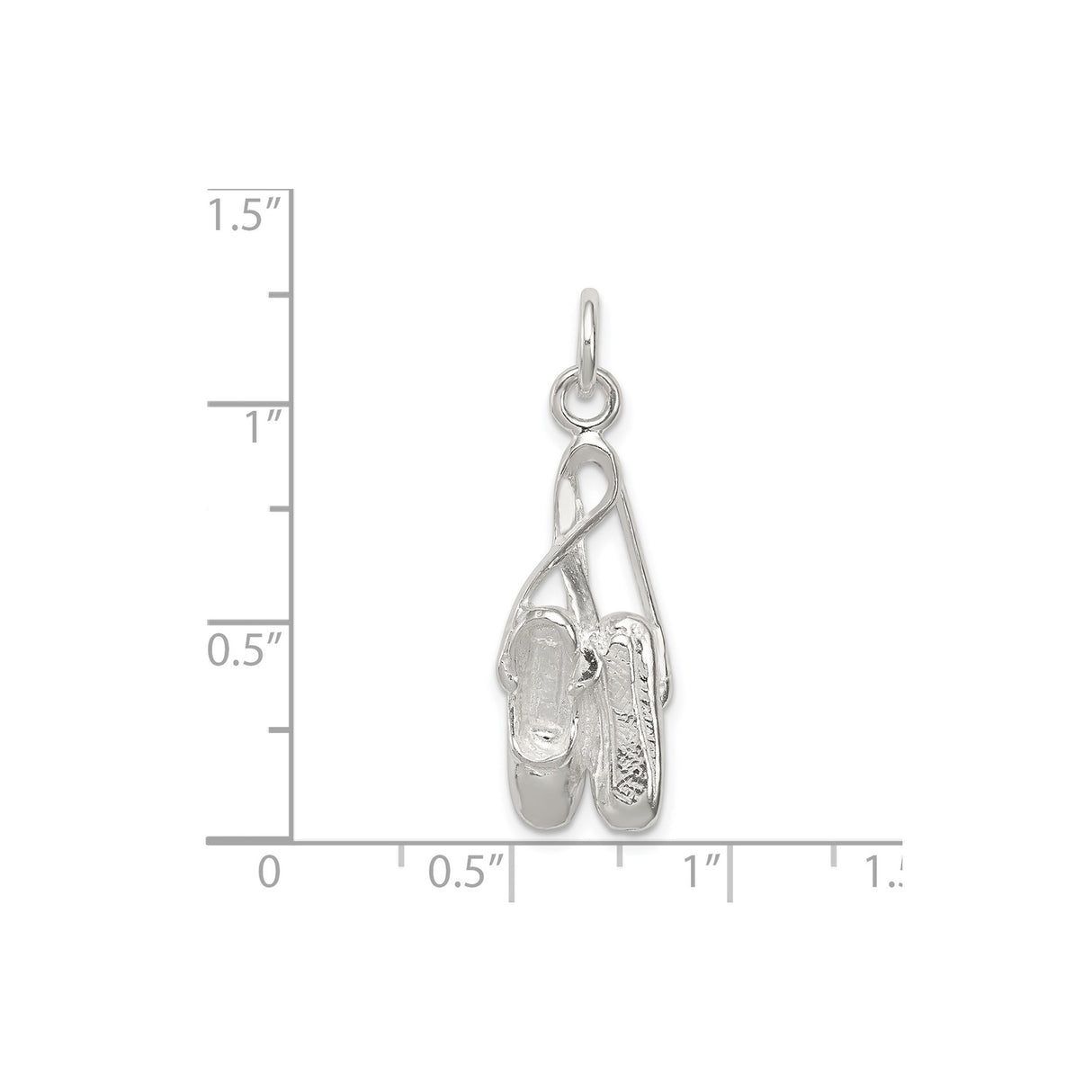 Sterling Silver Ballet Slipper Pendant with Detailed Pointe Shoes Design, Ballerina Dance Charm