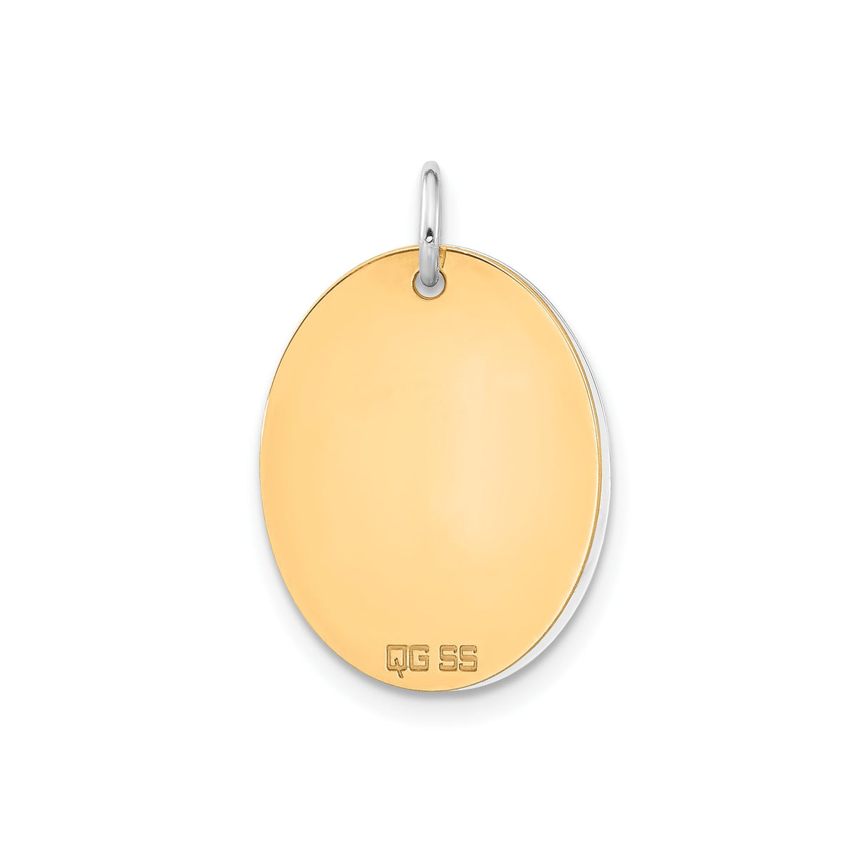 Sterling Silver Oval Pendant with Gold Tone Raised Letter L, Initial Charm