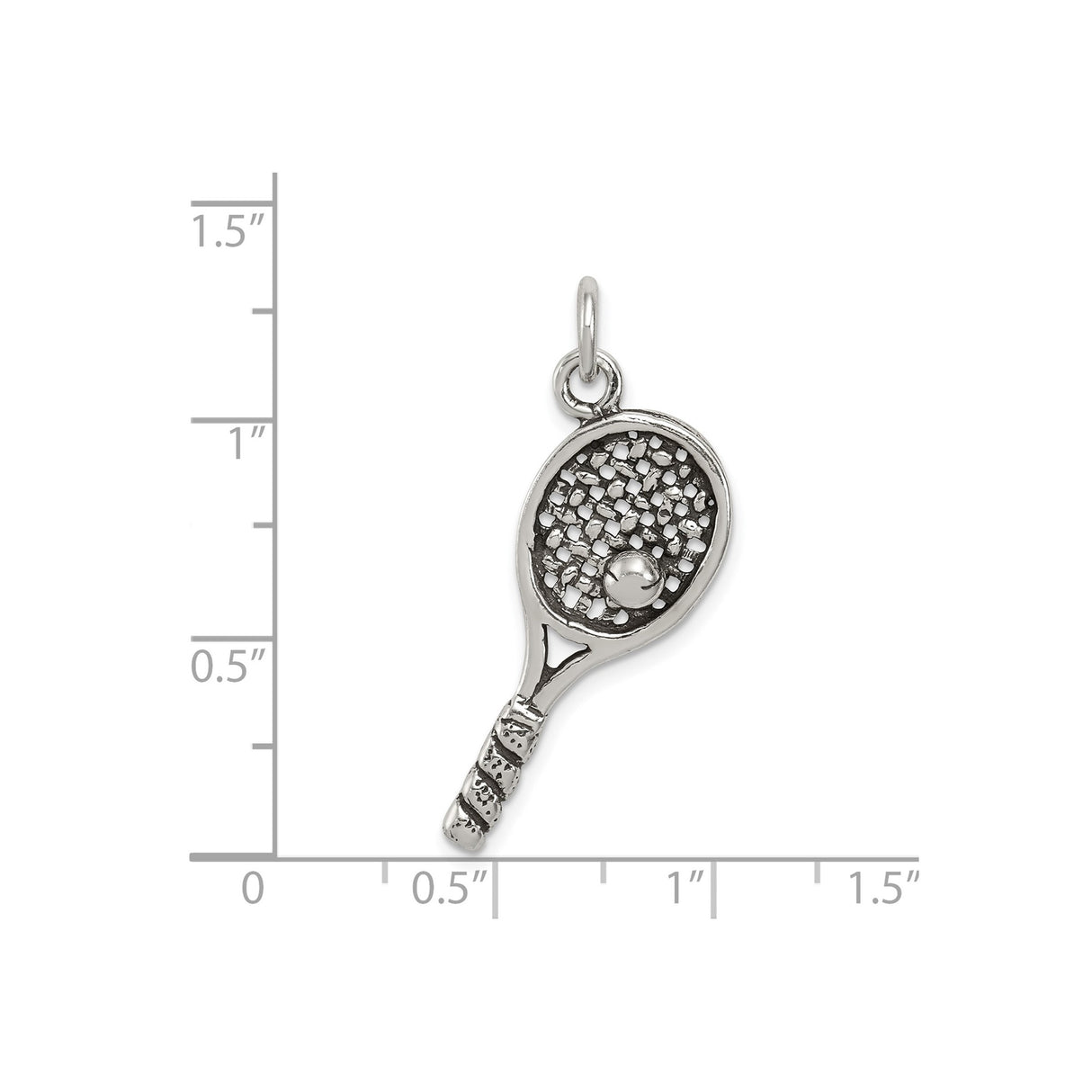 Sterling Silver Tennis Racket Pendant with Ball Detail, Sports Jewelry Charm