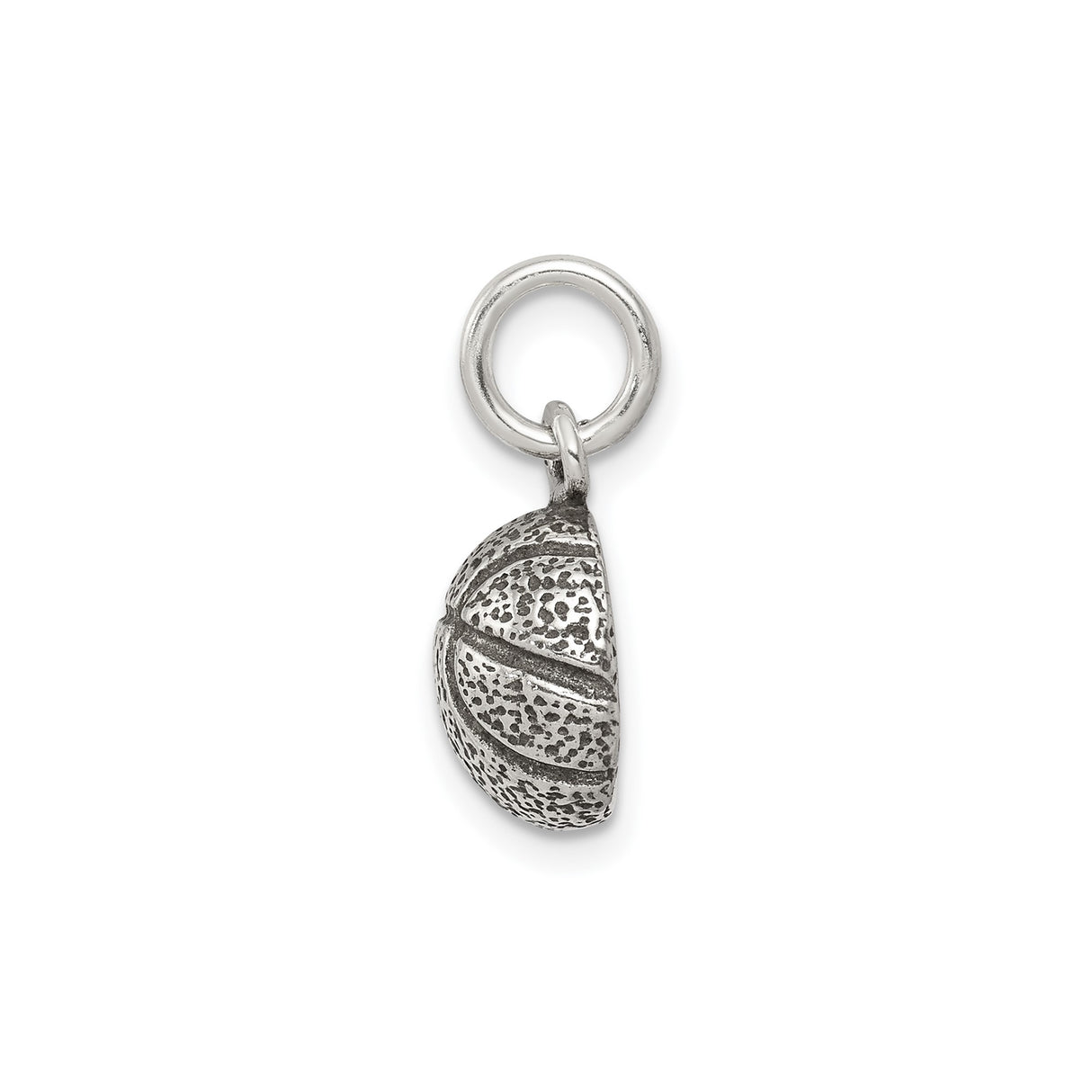 Sterling Silver Basketball Charm Pendant with Textured Design, Unisex Sports Jewelry