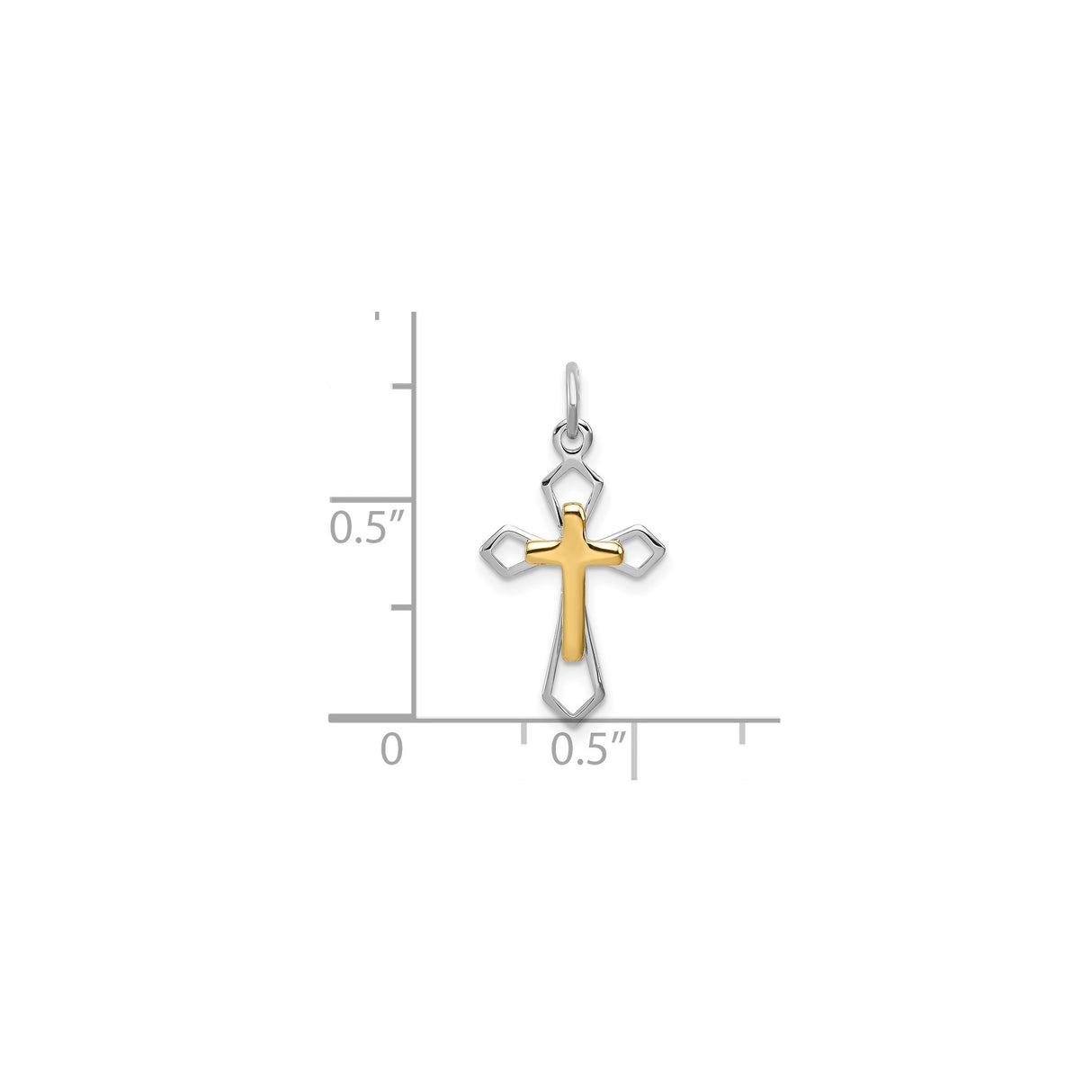 Sterling Silver Cross Pendant with Dual Tone Gold Vermeil, Modern Faith Design for Men and Women