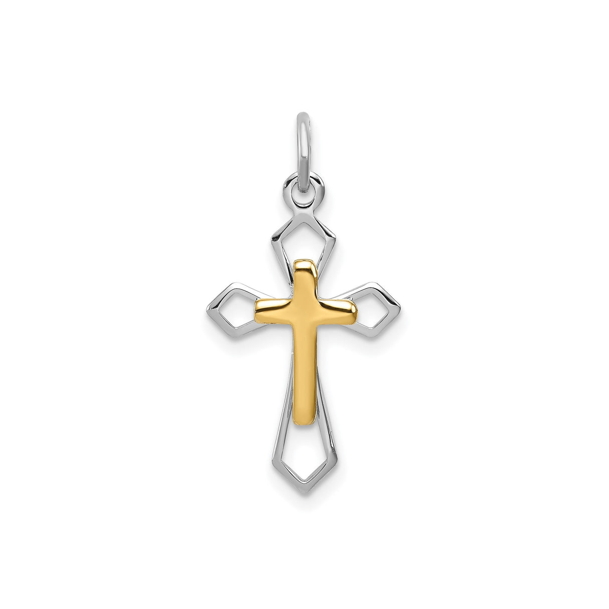 Sterling Silver Cross Pendant with Dual Tone Gold Vermeil, Modern Faith Design for Men and Women
