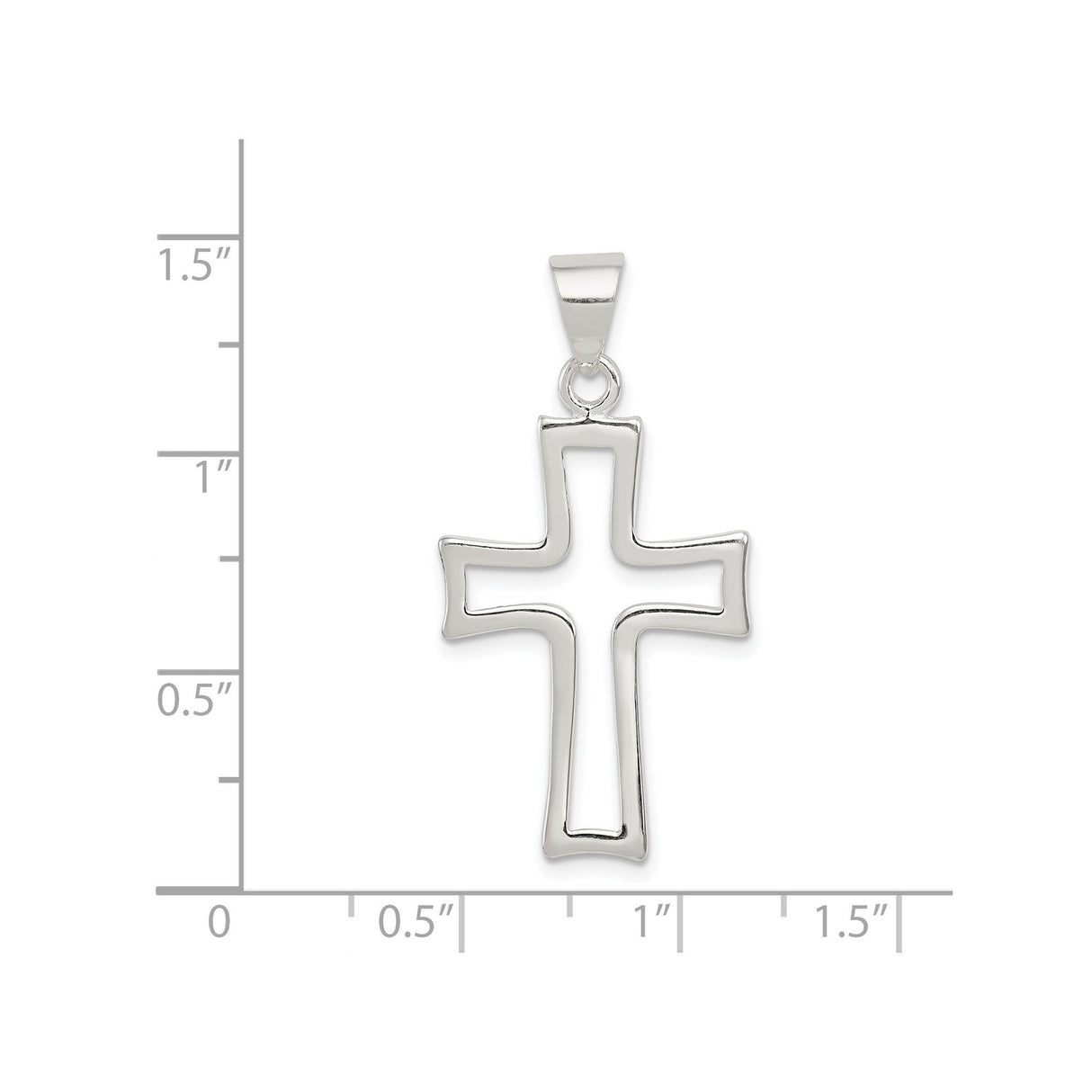 Sterling Silver Cross Pendant with Flared Cut-Out Design, Modern Spiritual Jewelry for Men and Women