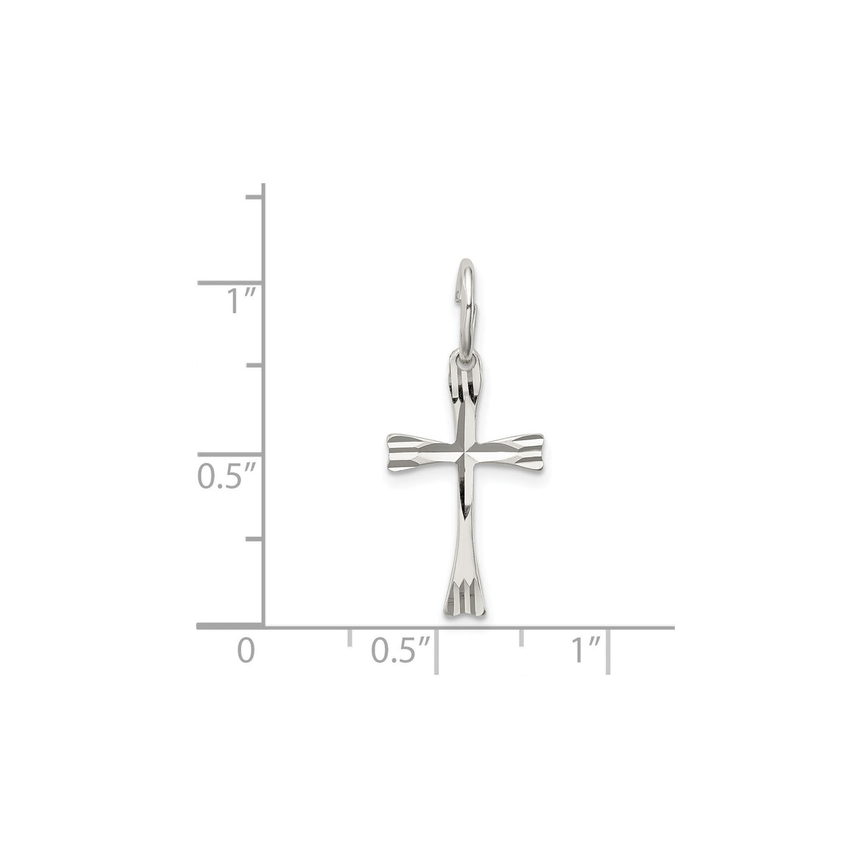 Sterling Silver Cross Pendant with Flared Edges, Dimensional Religious Design