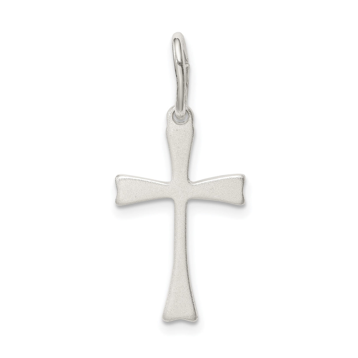 Sterling Silver Cross Pendant, Matte Finish Minimalist Religious Charm for Men and Women