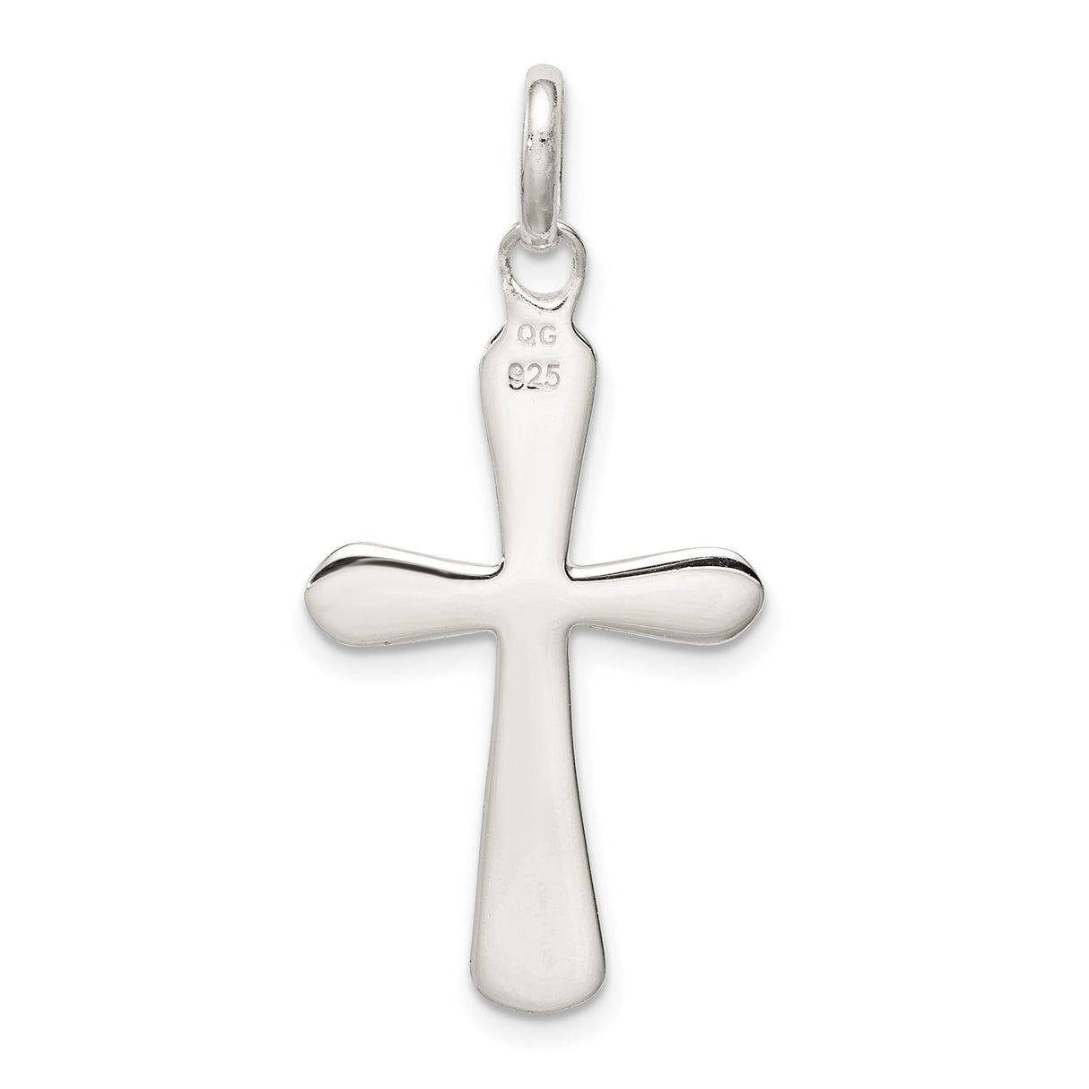 Sterling Silver Cross Pendant with Rounded Edge Design and Polished Finish for Men and Women