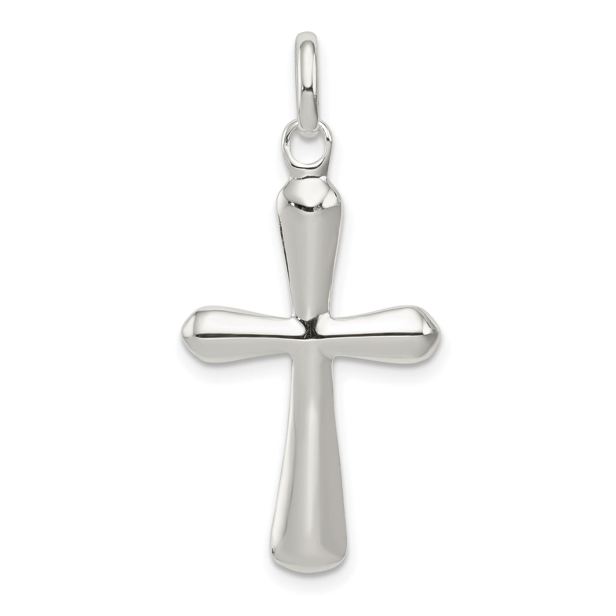 Sterling Silver Cross Pendant with Rounded Edge Design and Polished Finish for Men and Women