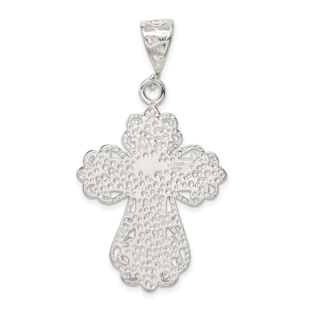 Sterling Silver Cross Pendant with Filigree Details, Bold Symmetrical Design, Vintage Inspired