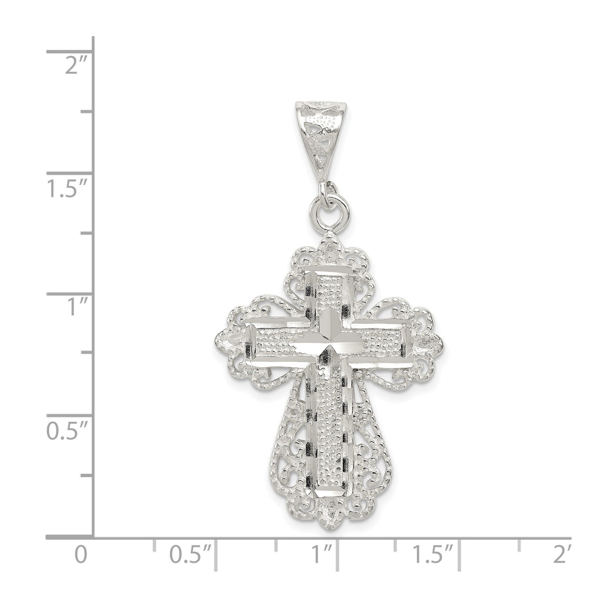 Sterling Silver Cross Pendant with Filigree Details, Bold Symmetrical Design, Vintage Inspired