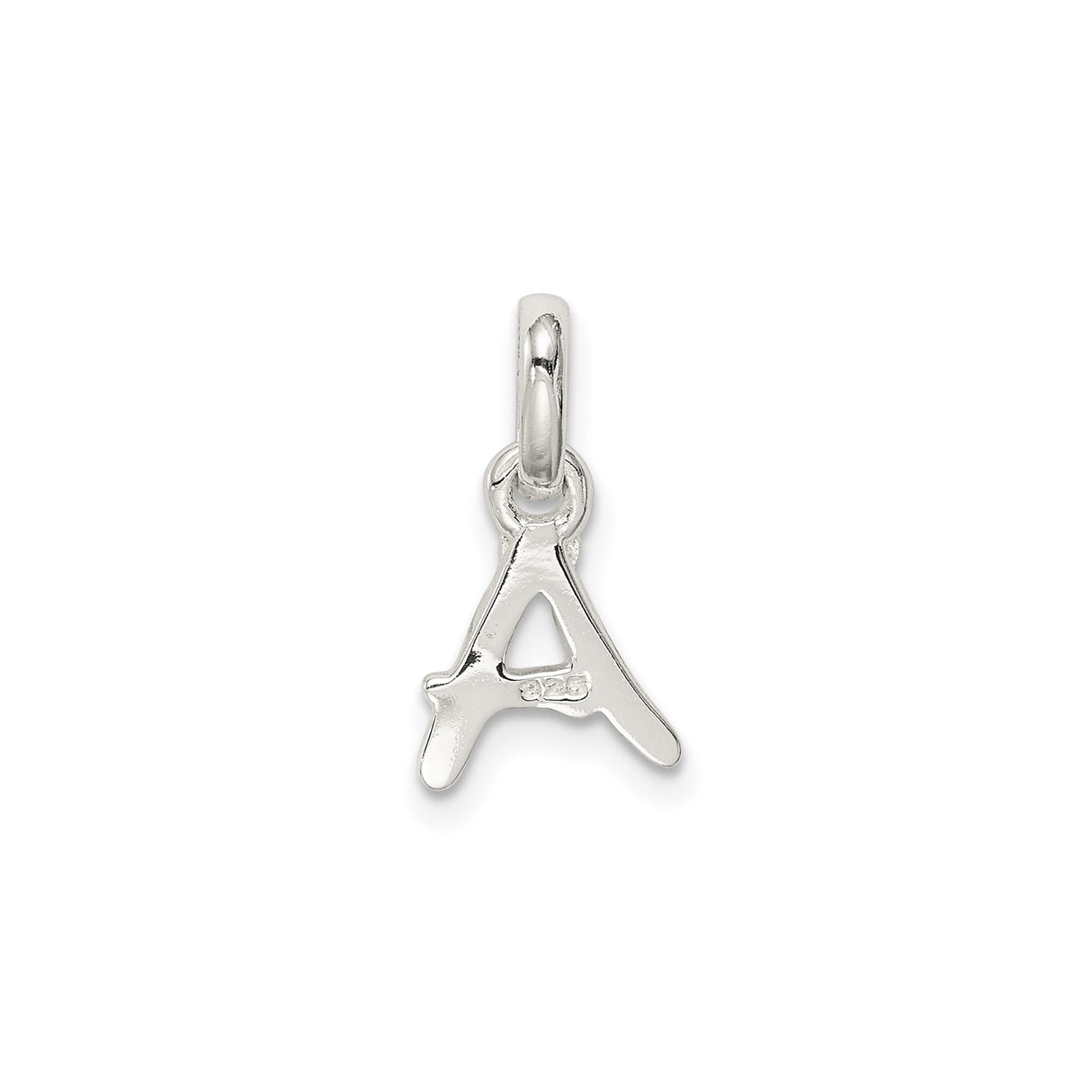 Sterling Silver Initial Pendant with Pink Enamel Flower Accent, Letter A Charm for Women or Girls