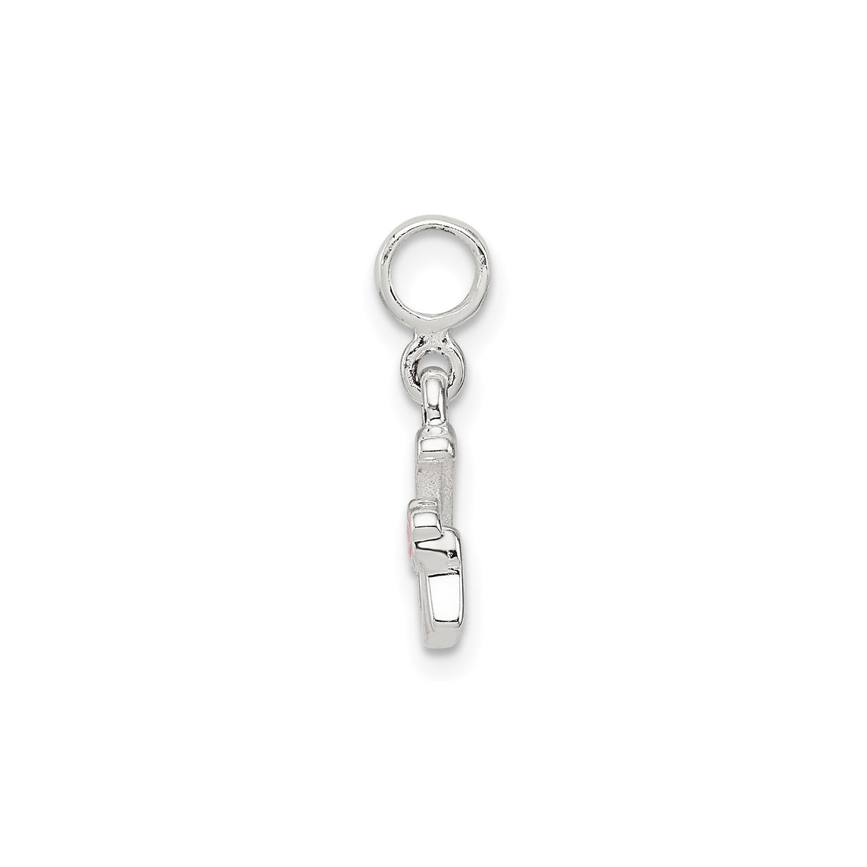 Sterling Silver Initial A Charm Pendant with Pink Enamel Flower Accent for Women and Girls